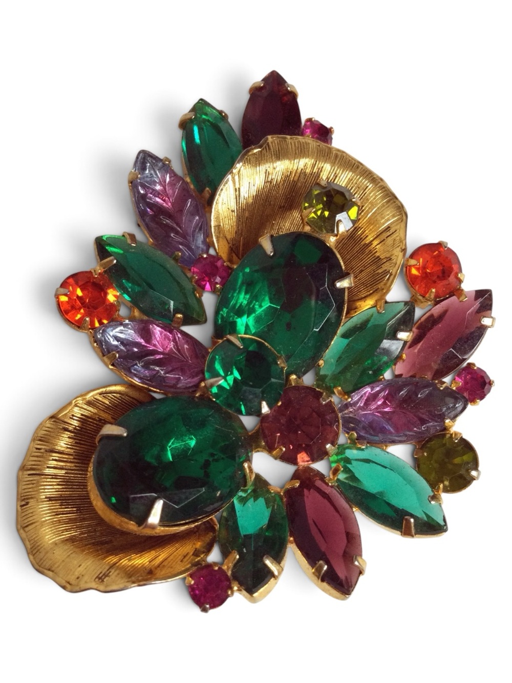 Vintage Juliana D&E Multicolor Rhinestone Floral Spray Brooch - Picture 8 of 12